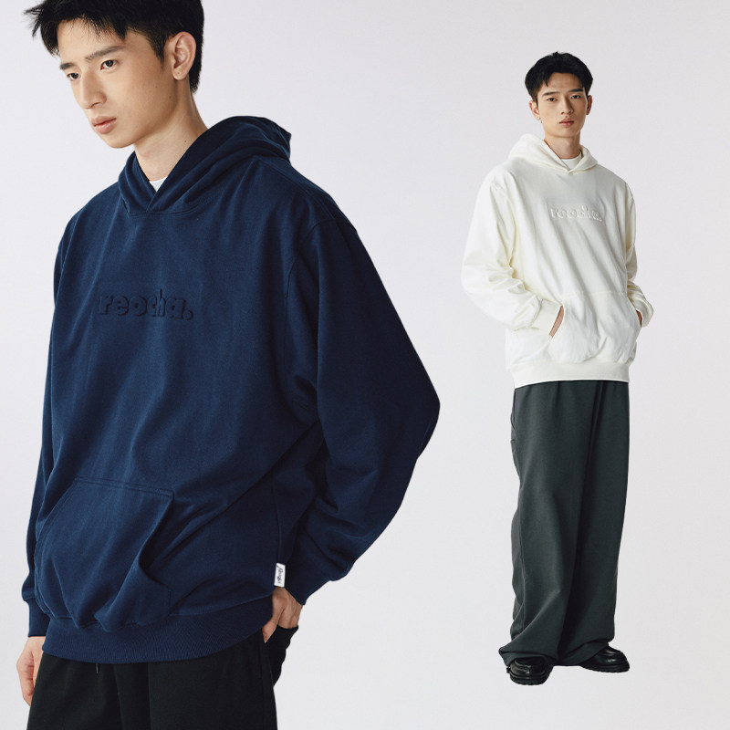 REOCHA压印字母连帽卫衣