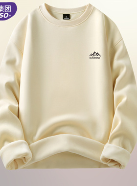 唐狮集团DESSO圆领卫衣男2025秋冬纯棉打底衫加绒宽松套头上衣潮