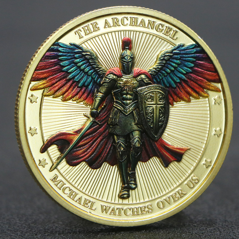 美国铠甲勇士大天使守护神镀金镀银彩印纪念章 装饰礼物礼品硬币