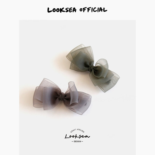 Looksea official欧根纱蝴蝶结发夹法式韩国东大门发饰头饰刘海夹