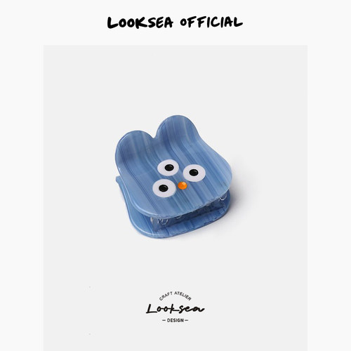 Looksea official新款醋酸小怪兽抓夹魔兽萌宠中号半扎鲨鱼夹发饰