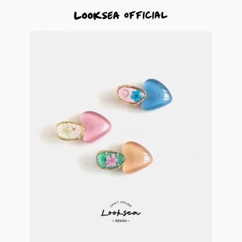 Looksea official超仙森系干花发夹侧边夹ins高级感小夹子刘海夹