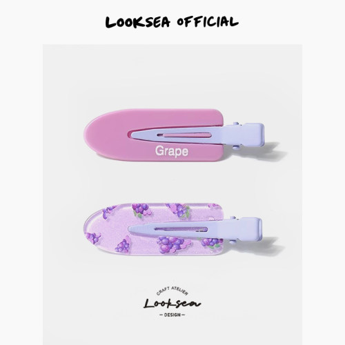 Looksea official夏日多巴胺果冻色发卡少女格纹刘海侧边夹发夹子