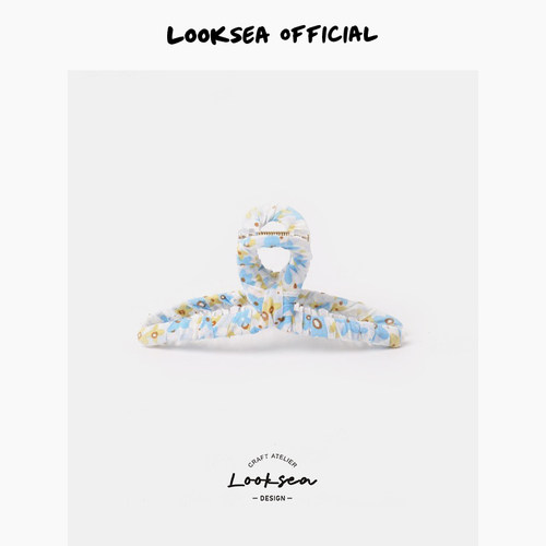 Looksea official小清新碎花抓夹鲨鱼夹大号气质韩系后脑勺盘发夹