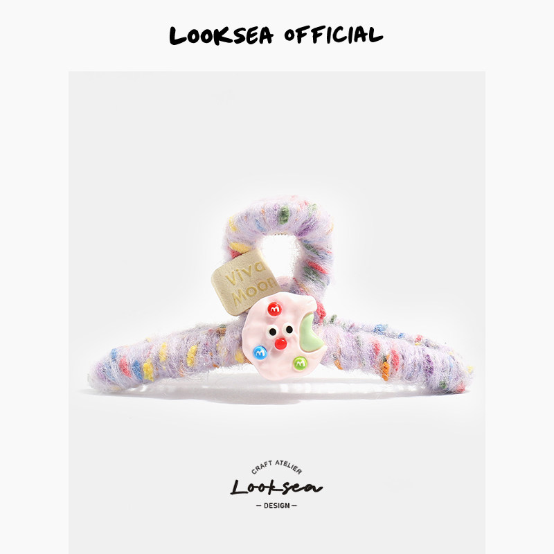 Looksea official日韩秋冬曲奇饼卡通抓夹女高级感鲨鱼夹大号发夹