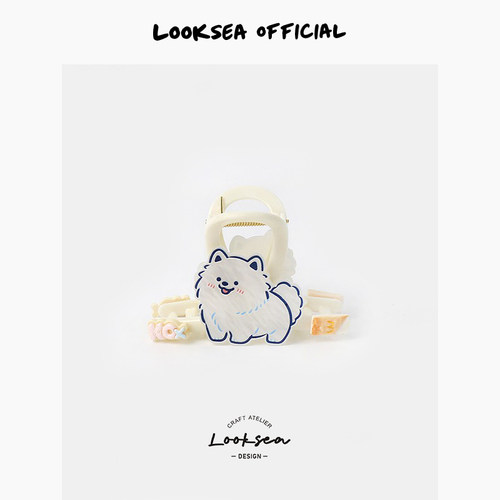 Looksea official可爱萌趣萨摩小狗抓夹发夹高级感鲨鱼夹气质发抓