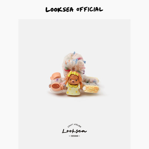 Looksea official甜美可爱慕斯小狗毛绒抓夹甜品刘海夹后脑勺发夹