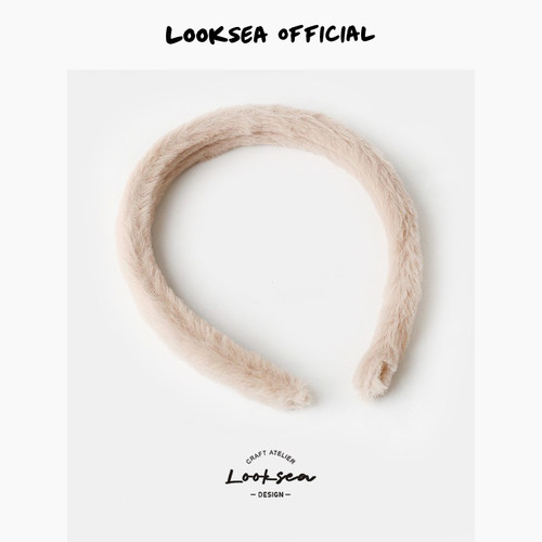 Looksea official韩系秋冬简约糖果色毛绒发箍外戴头饰毛洗脸头箍