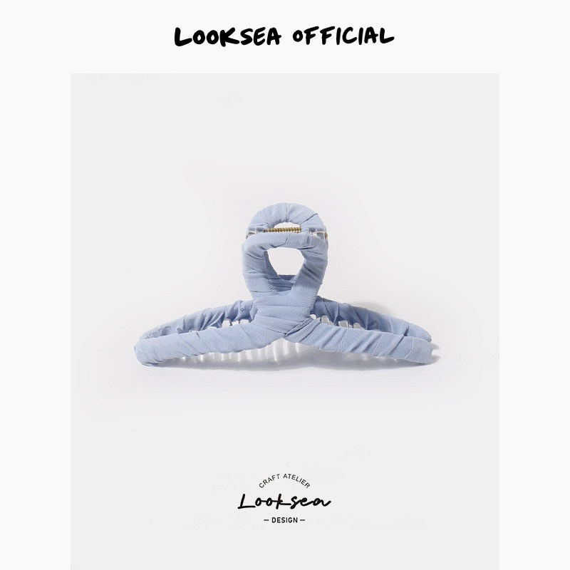 Looksea official韩式布艺缠绕发夹女简约新款鲨鱼夹大号盘发抓夹