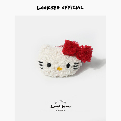 Looksea official可爱卡通毛绒猫咪头绳发圈原创少女心发绳