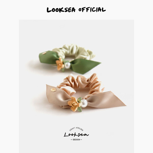 Looksea official栀子花开皮筋女大肠发圈森系超仙马尾发绳高级感