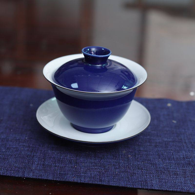 亦紫陶功夫茶具 陶瓷盖碗 霁青釉三才盖碗 手绘三才碗 功夫茶碗,餐饮具,盖碗,淘宝优惠券,粉丝福利购,淘宝优惠卷