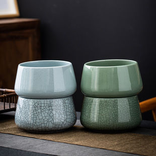 哥窑开片茶渣缸陶瓷茶洗倒茶叶渣盆桌面茶水桶废水缸茶钵建水盂盆