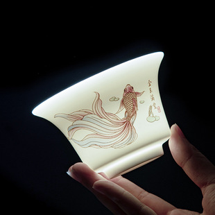 羊脂玉三才悬停盖碗白瓷带盖大号不烫手茶碗茶杯功夫茶具logo