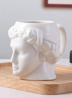 杯子陶瓷ceramicmug阿波罗太阳神复古coffee水杯雕塑人脸马克杯