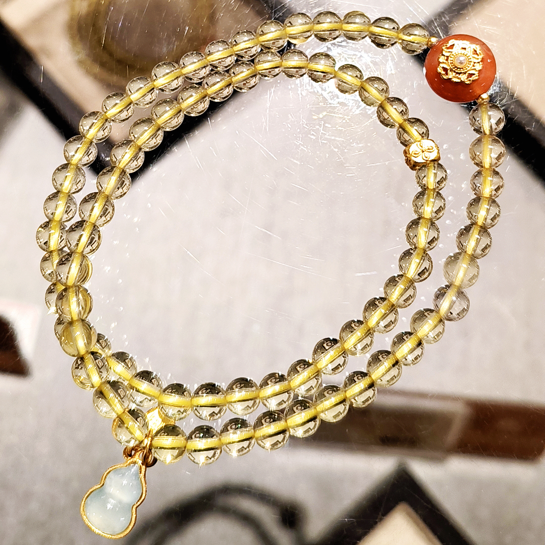 舟山普陀山观音法界黄水晶手串女生礼物法务流通处正品代请