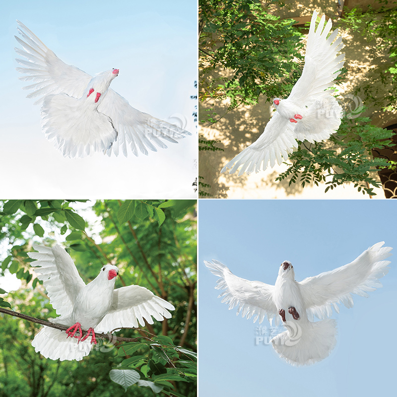 【精品仿真鸽子】摆件白鸽婚庆道具和平鸽模型真羽毛可悬挂仿真鸟