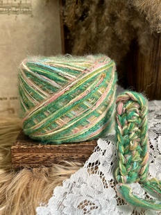 咿唔手混线-特色孤品粉绿色花园色钩针棒针编织毛线围巾帽子包包