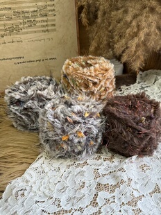 咿唔手混线-秋冬仿皮线复古棕色系系手混线钩织包包帽子发饰线材