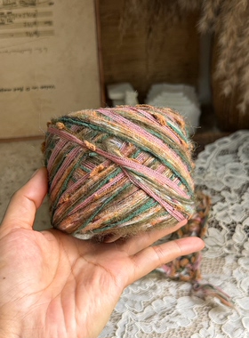咿唔手混线-秋冬粉绿色系油画风特色钩针棒针编织毛线包包编织