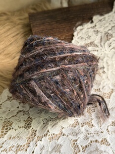 咿唔手混线-深棕蓝色复古风特色钩针棒针编织毛线围巾帽子包包