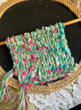 咿唔手混线-油画风特色绿色帽子毛衣包包编织毛线100g新款手工diy