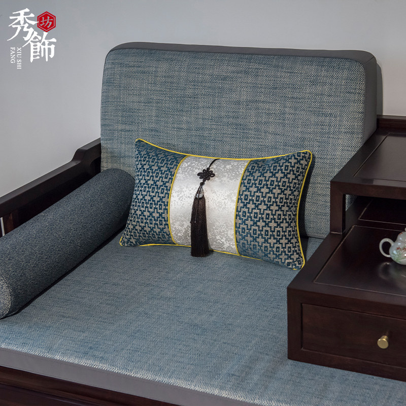 新中式红木沙发坐垫带软体靠背罗汉床座垫五件套厚海绵乳胶垫定制
