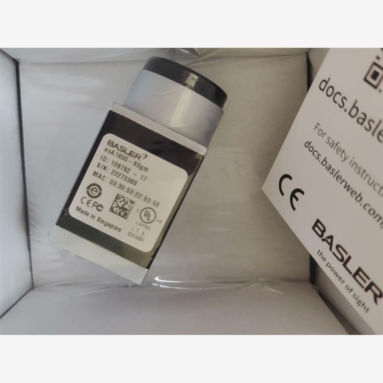 巴斯勒acA1600-60gm工业相机，原装拆机，带包装盒。