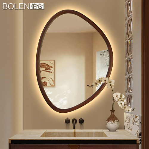 BOLEN侘寂风实木边框斗柜镜子