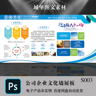 创意大气企业简介文化墙公司介绍宣传展板形象墙设计psd模板素材
