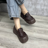 真皮厚底T字松糕皮带扣溶解底休闲大头单鞋 艺鞜2026年秋季 新款 女
