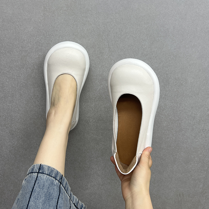 浅口一脚蹬大头娃娃鞋松糕小白鞋