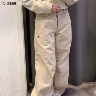 Adidas三叶草26年春季女子休闲宽松纯棉运动工装长裤直筒裤KC8892