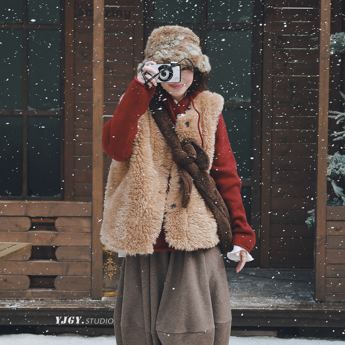 毛绒绒马甲日系百搭皮毛一体马夹