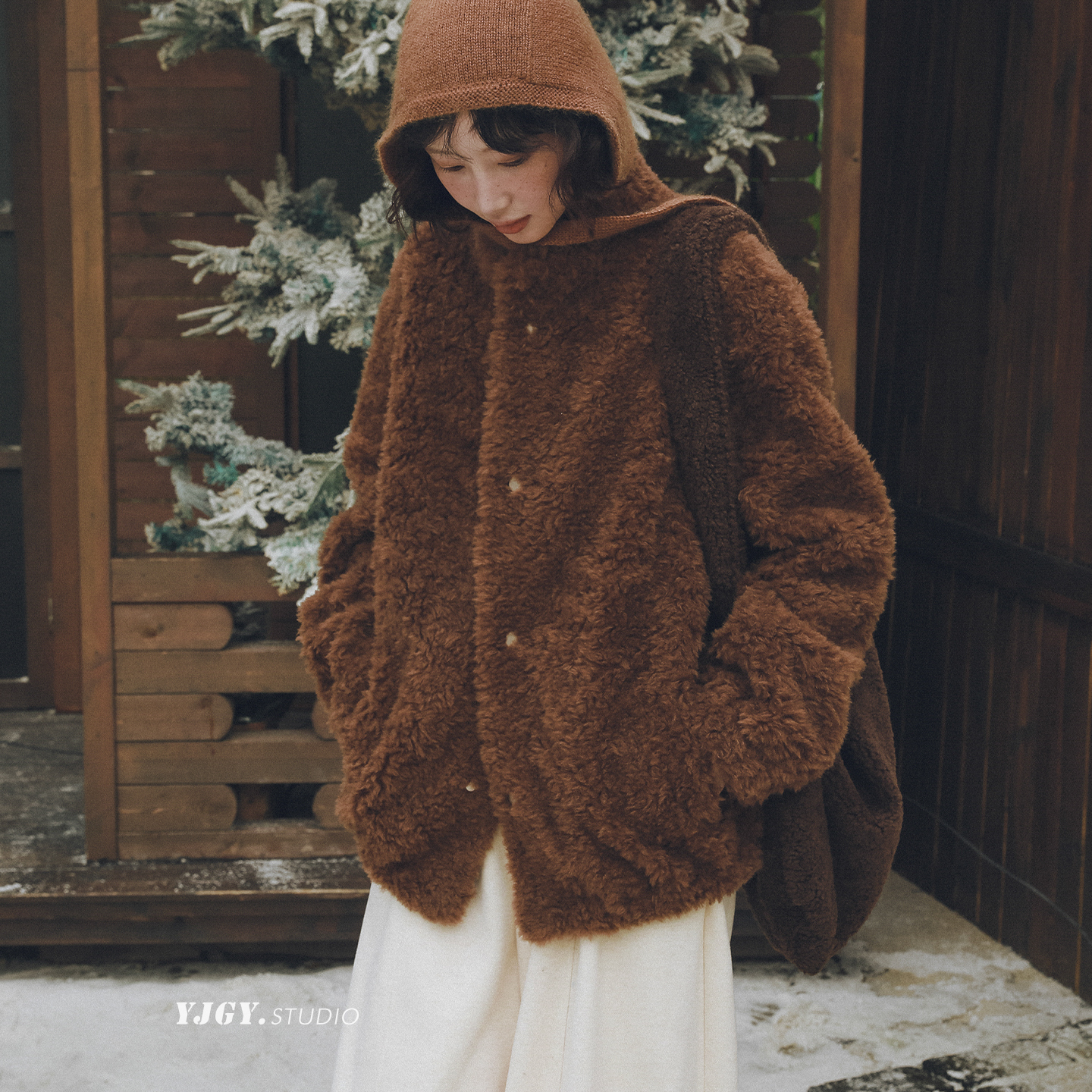 美拉德泰迪棕羊羔毛外套大衣