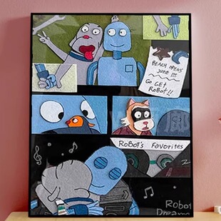 机器人之梦Robot Dreams装饰画电影海报沙发背景走廊玄关卧室挂画