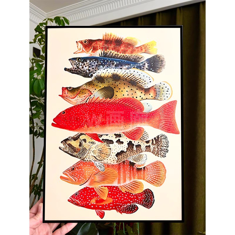 现代简约年年有余寓意好厨房装饰画动物餐厅客厅玄关卧室酒店挂画图片