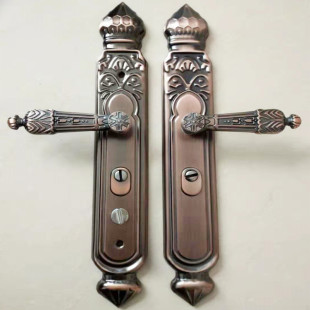 桃型仿铜防盗门拉手室外大门锁铝合金门把手通用型家用锁配件 包邮