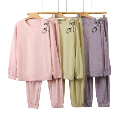 女士秋冬毛巾布家居服套装可外穿