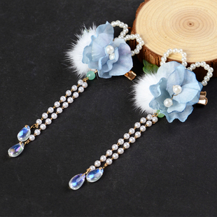 六一儿童节跳舞汉服头饰仙气流苏发饰古风发夹花朵女童对夹配饰品