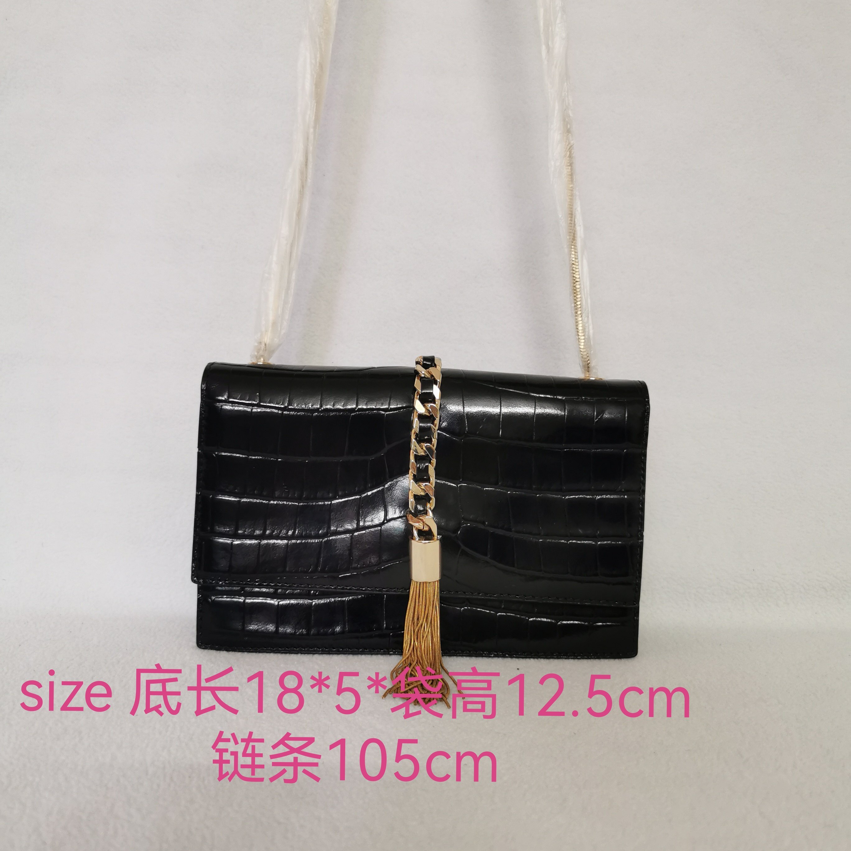 外单尾货链条小方包全真皮