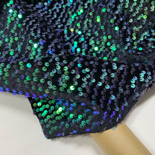 金丝绒彩色刺绣亮片布料闪闪时装舞蹈连衣裙面料珠片流光手工DIY