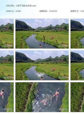 小孩子学生下河洗澡游泳戏水玩水校园学校防溺水安全教育视频素材