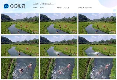 小孩子学生下河洗澡游泳戏水玩水校园学校防溺水安全教育视频素材