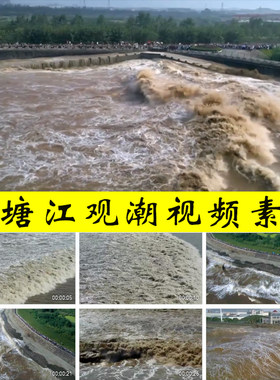 钱塘江观潮钱塘潮大海涨潮汐钱塘潮实拍视频素材