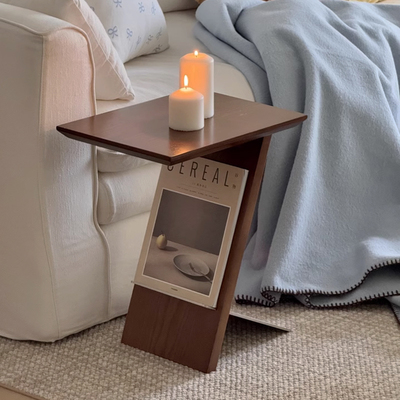 法式复古风实木胡桃色角几