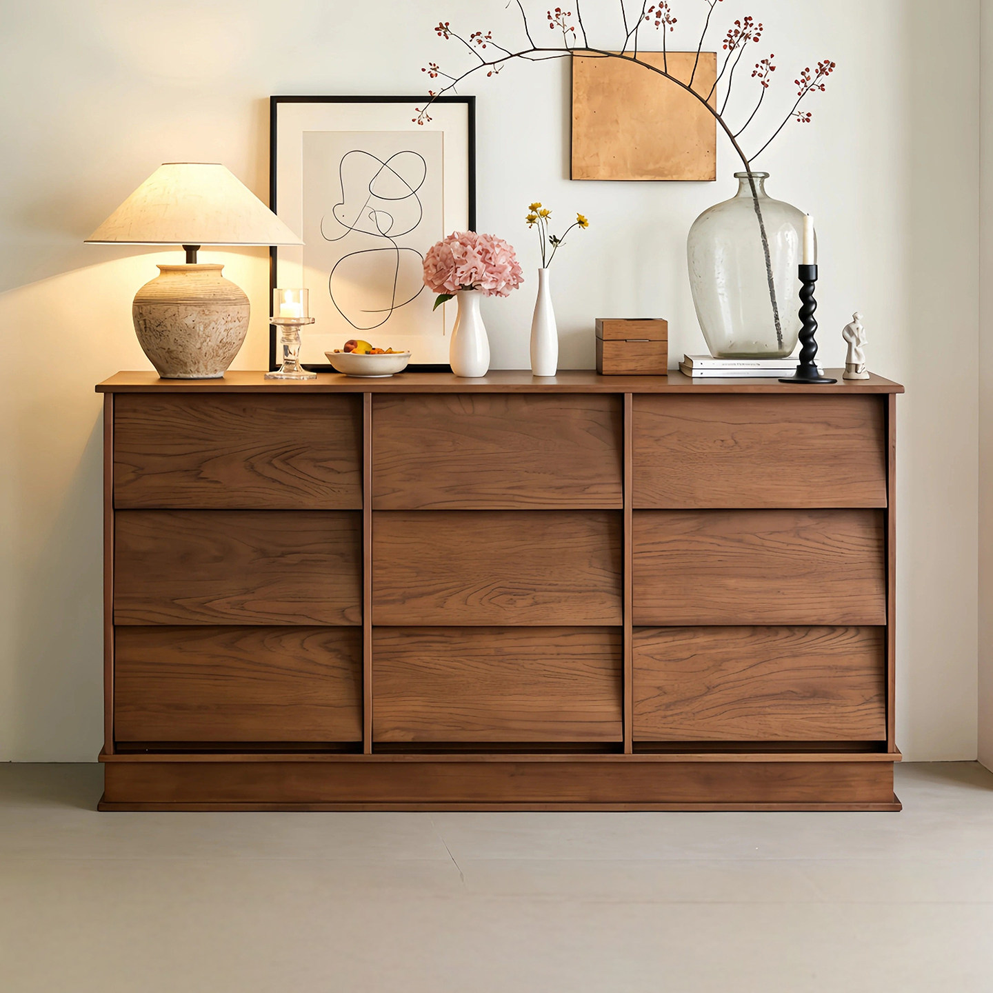 奈斯/中古风餐边柜客厅实木九斗柜收纳储物柜落地复古床尾柜边柜