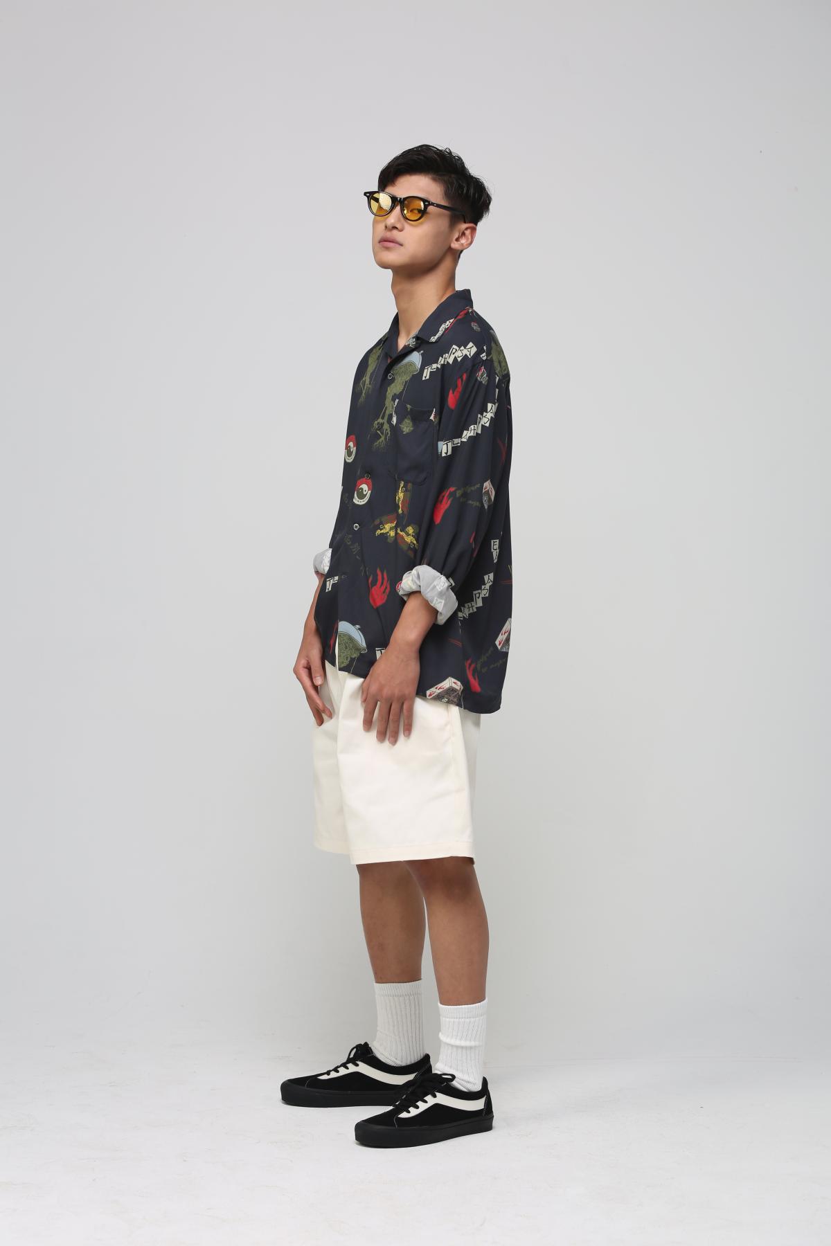 DBEA古巴领长袖复古夏威夷衬衫