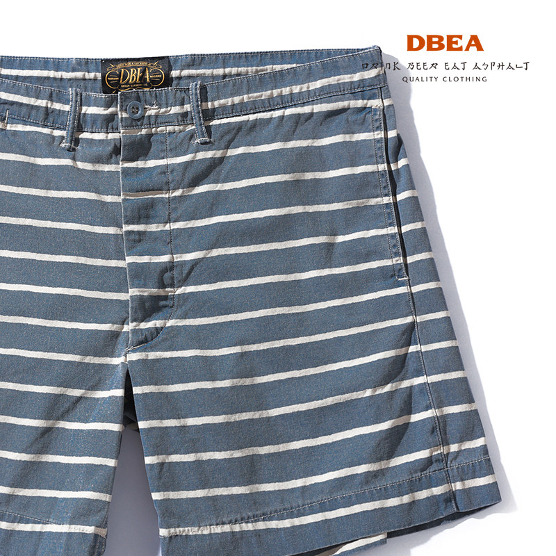 dbea[holiday shorts]美式复古条纹船员短裤阿美咔叽度假四分裤