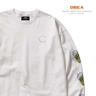 #DBEA[beer Tee]原创设计啤酒杯断指恶趣味长袖廓形纯棉街头T恤